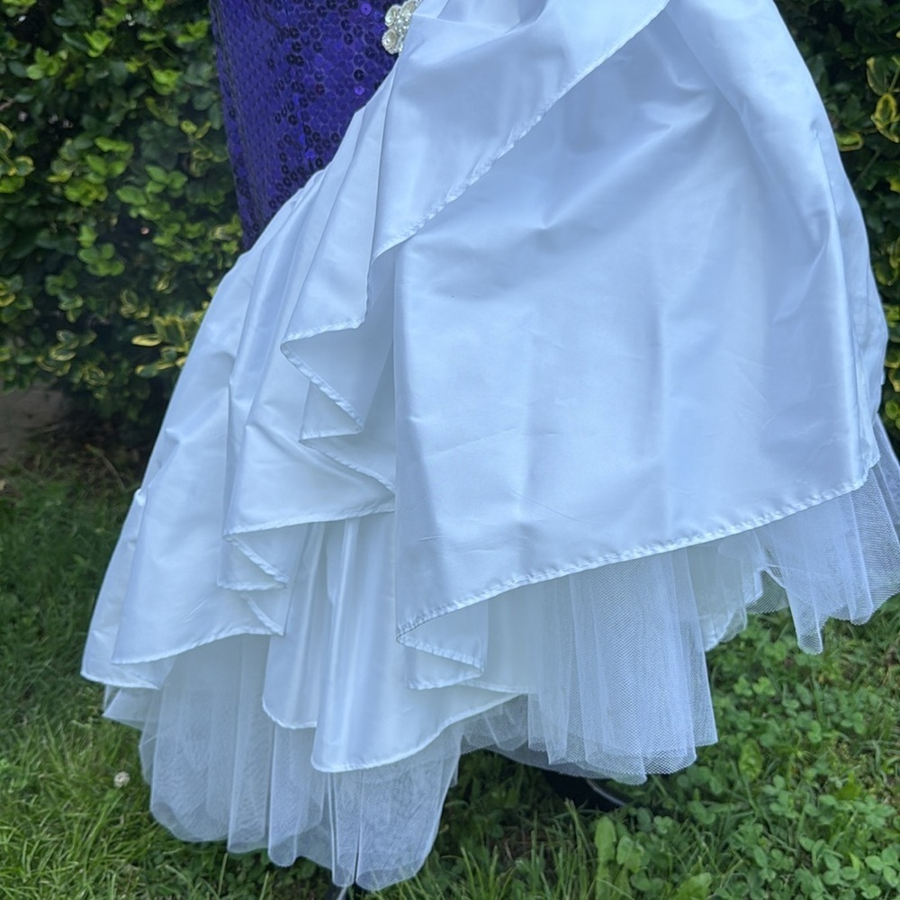 Loralie Vintage 80s 90s white taffeta with purple sequins gown size 8 - Picture 6 of 12